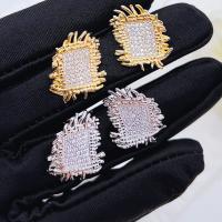 Brass Stud Earring plated fashion jewelry & for woman & with rhinestone nickel lead & cadmium free Sold By Pair