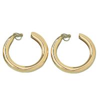 alliage de zinc Clip boucle d’oreille, Placage de couleur d'or, bijoux de mode & pour femme, 50x50mm, Vendu par paire