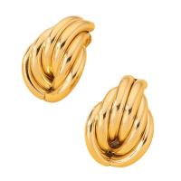 liga de zinco Clipe de Brinco, cromado de cor dourada, joias de moda & para mulher, 19x31mm, vendido por par