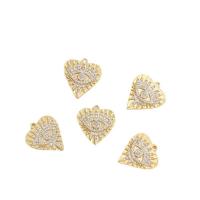 Cubic Zirconia Brass Pendants, with Cubic Zirconia, Heart, real gold plated, DIY, golden, 18x16mm, Sold By PC