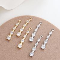 Brass Jewelry Pendants with Cubic Zirconia real gold plated DIY Sold By PC