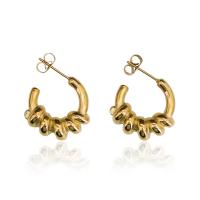 Titantium acciaio orecchini a borchia, placcato color oro, gioielli di moda & per la donna, 20x25x6mm, Venduto da coppia