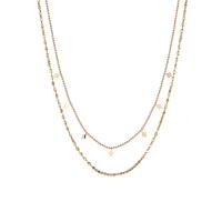 Titanstahl Halskette, mit Verlängerungskettchen von 1.8inch, Rhombus, 18K vergoldet, Doppelschicht & Modeschmuck & Kugelkette & für Frau, Länge:ca. 15.7 ZollInch, ca. 17.3 ZollInch, verkauft von PC