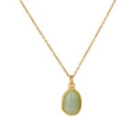 Titanium Steel Necklace, with Gemstone, with 1.6inch extender chain, 18K gold plated, different materials for choice & oval chain & for woman, 17x12x6mm, Length:Approx 16.5 Inch, Sold By PC