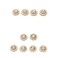 DIY Jewelry Supplies, Tibetan Style, with Plastic Pearl, Flower, gold color plated, different styles for choice & with rhinestone, 10mm, Sold By PC