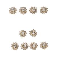 DIY Jewelry Supplies Zinc Alloy Flower gold color plated with rhinestone 10mm Sold By PC