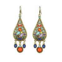 Tibetan Style Drop Earring, with Resin, plated, Bohemian style & different styles for choice & for woman, 27x71mm, Sold By Pair