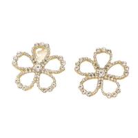 DIY Jewelry Supplies Zinc Alloy Flower gold color plated with rhinestone & hollow Sold By PC