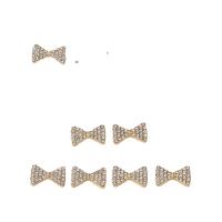 DIY Jewelry Supplies, Tibetan Style, Bowknot, gold color plated, with rhinestone, 15x9mm, Sold By PC