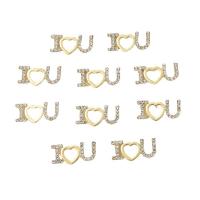 Fournitures bricolage bijoux, alliage de zinc, Lettre d’alphabet, Placage de couleur d'or, DIY & avec strass, 22x10mm, Vendu par PC