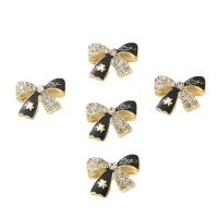 DIY Jewelry Supplies Zinc Alloy Bowknot gold color plated enamel & with rhinestone Sold By PC