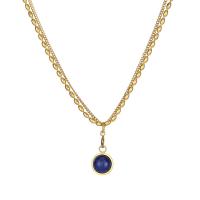 Titanium Steel Necklace, with Gemstone, with 2inch extender chain, Round, 18K gold plated, Double Layer & different materials for choice & for woman, Length:Approx 15.7 Inch, Sold By PC