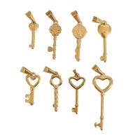 Titanium Steel Pendants, Key, gold color plated, DIY & different styles for choice, Sold By PC