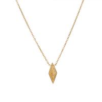 Titanium Steel Necklace, with 2inch extender chain, Rhombus, 18K gold plated, oval chain & for woman, 7x17x2mm, Length:Approx 15.7 Inch, Sold By PC