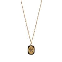 Titanium Steel Necklace with 2inch extender chain Geometrical Pattern 18K gold plated sideways chain & fashion jewelry & with letter pattern & for woman Length Approx 15.7 Inch Sold By PC