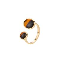 Titanium Steel Finger Ring with Cats Eye 18K gold plated adjustable & for woman Sold By PC