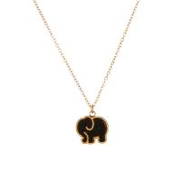 Titan Stål Halsband, med Shell, med 2inch extender kedja, Elefant, 18K guldpläterad, mode smycken & oval kedja & för kvinna, 12x11x3.50mm, Längd Ca 15.7 inch, Säljs av PC