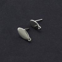 Stainless Steel Earring Stud Component, 304 Stainless Steel, DIY, original color, 7x15mm, Sold By PC