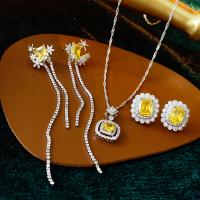 Brass Jewelry Set fashion jewelry & micro pave cubic zirconia & for woman nickel lead & cadmium free Length Approx 50.5 cm Sold By PC