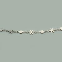 Stainless Steel Jewelry Chain, 304 Stainless Steel, Flower, DIY, original color, 6x12x1mm, Sold By m