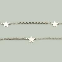 Stainless Steel Jewelry Chain, 304 Stainless Steel, Star, DIY, original color, 7x11x0.50mm, Sold By m