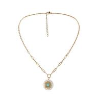 Stainless Steel Jewelry Necklace 304 Stainless Steel with turquoise & Shell with 1.97inch extender chain 18K gold plated fashion jewelry & for woman golden Sold Per Approx 14.96 Inch Strand