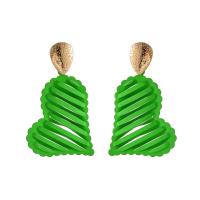 Boucles d'oreilles fer, coeur, peinture, bijoux de mode & pour femme, vert, protéger l'environnement, sans nickel, plomb et cadmium, 72x43mm, Vendu par paire