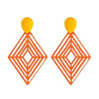Iron Earring, Rhombus, painted, fashion jewelry & for woman & hollow, nickel, lead & cadmium free, 83x48mm, Sold By Pair