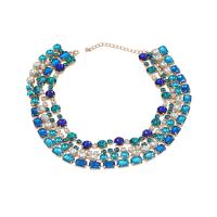 Tibetan Style Jewelry Necklace, with Glass Rhinestone, with 3.34inch extender chain, multilayer & for woman & with rhinestone, more colors for choice, nickel, lead & cadmium free, Length:Approx 17.32 Inch, Sold By PC