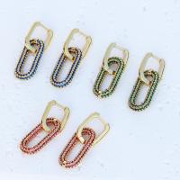 Brass Drop Earring fashion jewelry & micro pave cubic zirconia & for woman nickel lead & cadmium free Sold By Pair