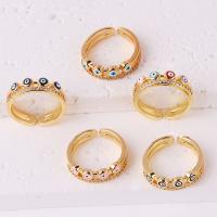 Evil Eye Jewelry Finger Ring Brass plated for woman & enamel & with rhinestone nickel lead & cadmium free 5.70mm Sold By PC