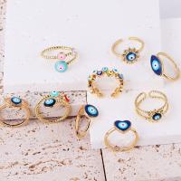 Evil Eye Jewelry Ring Finger, cobre, banhado, Vario tipos a sua escolha & para mulher & esmalte, níquel, chumbo e cádmio livre, vendido por PC