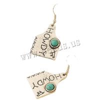 Zinc Alloy Drop Earrings with turquoise silver color plated fashion jewelry & for woman green Sold By Pair