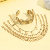 Zinc Alloy Bracelet plated 5 pieces & fashion jewelry & for woman golden nickel lead & cadmium free Sold By Set