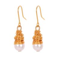 Brass Drop Earring gold color plated fashion jewelry & for woman golden nickel lead & cadmium free Sold By Pair
