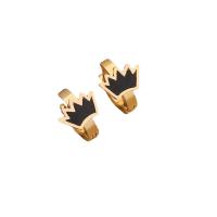 304 Stainless Steel Huggie Hoop Earring gold color plated & for woman & enamel 15mm Sold By Pair