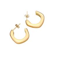 304 Stainless Steel Stud Earring gold color plated & for woman 30mm Sold By Pair