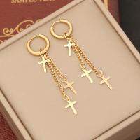 304 Stainless Steel Tassel Earring, gold color plated, different styles for choice & for woman & hollow, 10x70mm, Sold By Pair