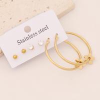 304 Stainless Steel Earring Set, gold color plated, different styles for choice & for woman & with rhinestone, 60x50mm, Sold By Set