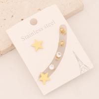 304 Stainless Steel Stud Earring Set gold color plated & for woman & with rhinestone 10-20mm Sold By Set