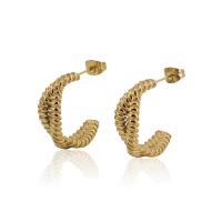 Titanium Steel Stud Earring, gold color plated, fashion jewelry & for woman, 22x27x8mm, Sold By Pair