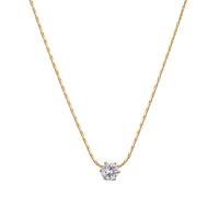 Titanium Steel Necklace with 2inch extender chain 14K gold plated micro pave cubic zirconia & for woman Length Approx 15.7 Inch Sold By PC