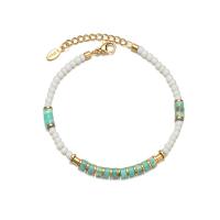 Stainless Steel Jewelry Bracelet, 304 Stainless Steel, with Seedbead, with 3cm extender chain, Vacuum Ion Plating, fashion jewelry & for woman, Length:Approx 18 cm, Sold By PC