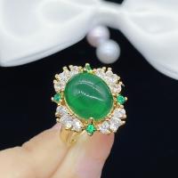 Ring Finger mosiądz, ze Nefryt, biżuteria moda & mikro utorować cyrkonia & dla kobiety, złoty, bez zawartości niklu, ołowiu i kadmu, sprzedane przez PC