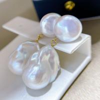 Freshwater Pearl Earrings, fashion jewelry & for woman, white, 12-14mm, Sold By Pair