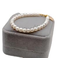 Freshwater Cultured Pearl Bracelet, Titanium Steel, with Freshwater Pearl, real gold plated, fashion jewelry & different size for choice & for woman, two different colored, Sold Per 16 cm Strand