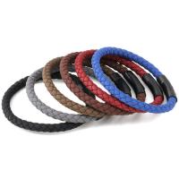 PU Leather Cord Bracelets Microfiber PU with 316L Stainless Steel knit fashion jewelry & for woman Sold By PC