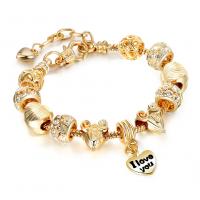 Brass Bracelet & Bangle Zinc Alloy gold color plated fashion jewelry & for woman & with rhinestone golden Sold By Strand