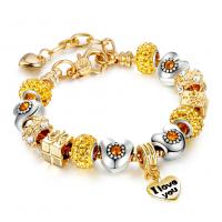 Brass Bracelet & Bangle with Crystal & Zinc Alloy plated fashion jewelry & for woman two different colored Sold By PC