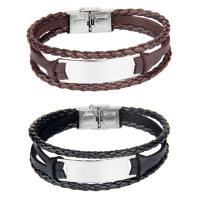 PU Leather Cord Bracelets, with 304 Stainless Steel, handmade, fashion jewelry & Unisex, more colors for choice, Length:21 cm, Sold By PC